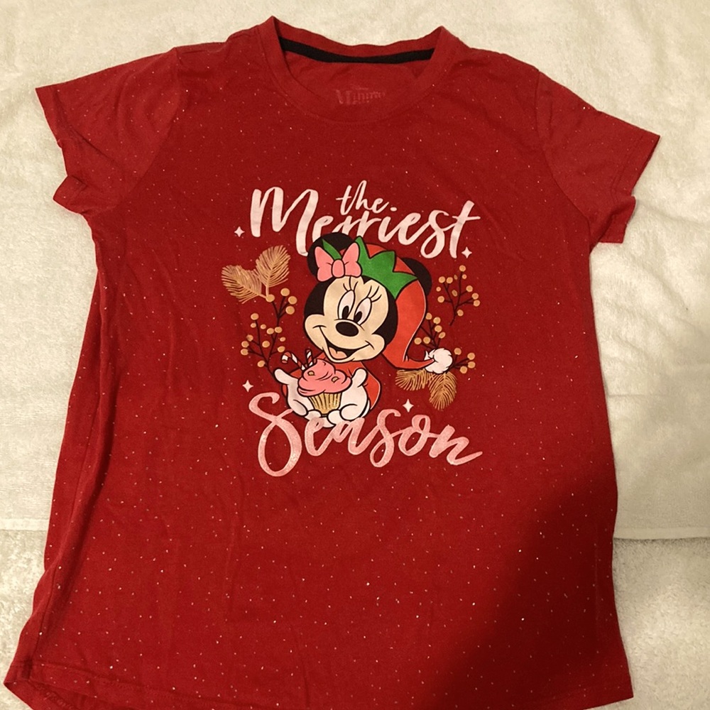 Minnie Mouse glitter Christmas kids tee